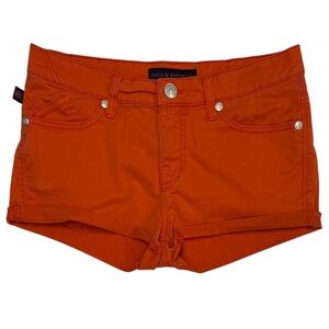 Rock & Republic Orange Mid Rise Distressed Cutoff Cuffed Women's Shorts Size 8